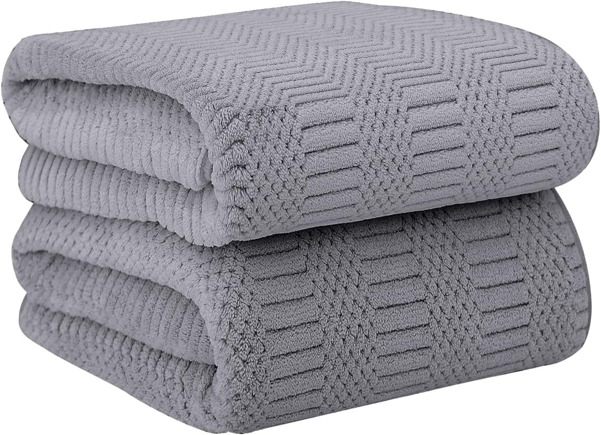 Microfiber Bath Towel (30" x 60"), Oversized Thick Towels, Soft, Super Absorbent and Fast Drying, No Fading Multipurpose Use for Sports, Travel, Fitness, Yoga, 30 in 60 in, Grey Count | Microfiber, Hanging Loop, Oversized, Soft & Absorbent, Fast