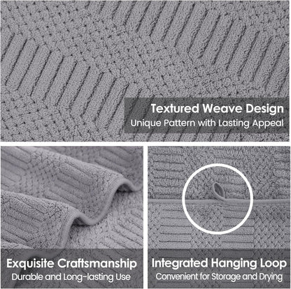 Microfiber Bath Towel (30" x 60"), Oversized Thick Towels, Soft, Super Absorbent and Fast Drying, No Fading Multipurpose Use for Sports, Travel, Fitness, Yoga, 30 in 60 in, Grey Count | Microfiber, Hanging Loop, Oversized, Soft & Absorbent, Fast