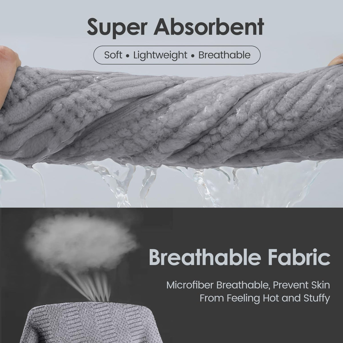 Microfiber Bath Towel (30" x 60"), Oversized Thick Towels, Soft, Super Absorbent and Fast Drying, No Fading Multipurpose Use for Sports, Travel, Fitness, Yoga, 30 in 60 in, Grey Count | Microfiber, Hanging Loop, Oversized, Soft & Absorbent, Fast
