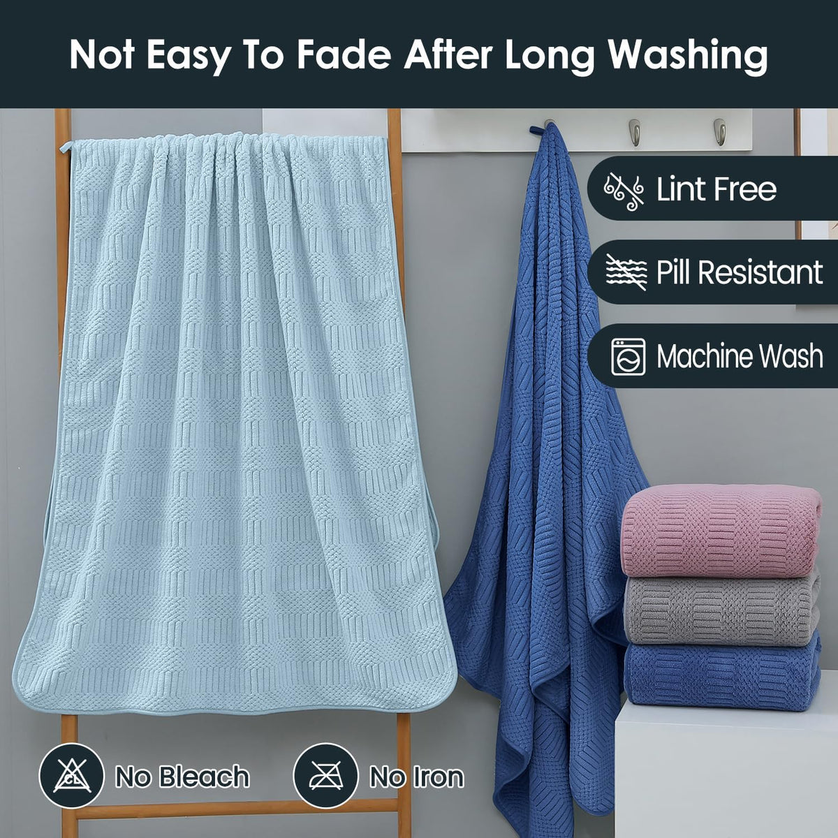 Microfiber Bath Towel (30" x 60"), Oversized Thick Towels, Soft, Super Absorbent and Fast Drying, No Fading Multipurpose Use for Sports, Travel, Fitness, Yoga, 30 in 60 in, Grey Count | Microfiber, Hanging Loop, Oversized, Soft & Absorbent, Fast