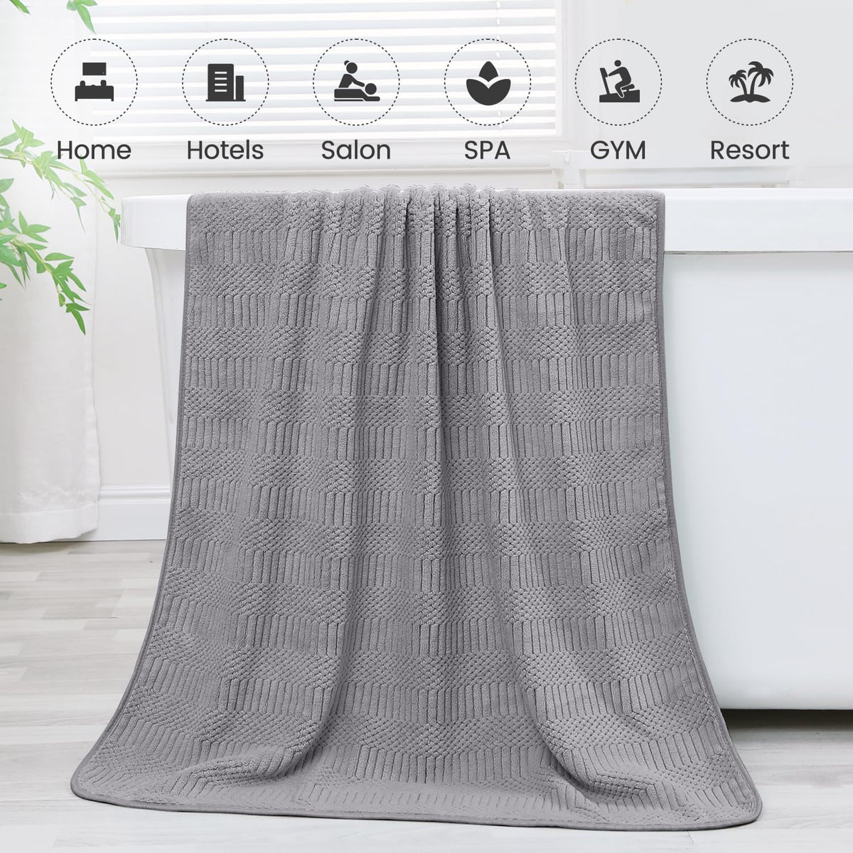 Microfiber Bath Towel (30" x 60"), Oversized Thick Towels, Soft, Super Absorbent and Fast Drying, No Fading Multipurpose Use for Sports, Travel, Fitness, Yoga, 30 in 60 in, Grey Count | Microfiber, Hanging Loop, Oversized, Soft & Absorbent, Fast