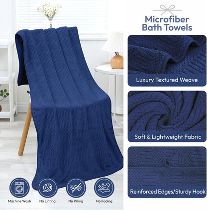 Microfiber Bath Towel (30" x 60"), Oversized Thick Towels, Soft, Super Absorbent and Fast Drying, No Fading Multipurpose Use for Sports, Travel, Fitness, Yoga, 30 in 60 in, Grey Count | Microfiber, Hanging Loop, Oversized, Soft & Absorbent, Fast