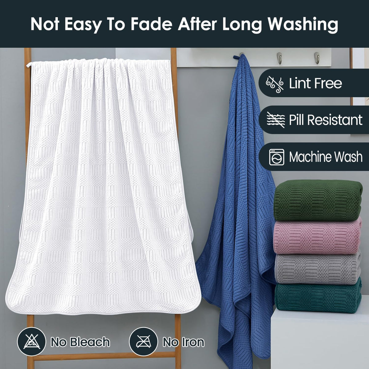Microfiber Bath Towel (30" x 60"), Oversized Thick Towels, Soft, Super Absorbent and Fast Drying, No Fading Multipurpose Use for Sports, Travel, Fitness, Yoga, 30 in 60 in, Grey Count | Microfiber, Hanging Loop, Oversized, Soft & Absorbent, Fast