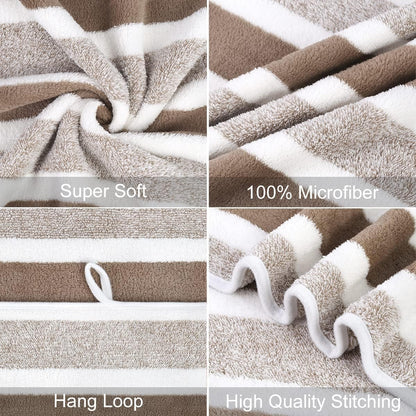 Microfiber Bath Towel (30" x 60"), Oversized Thick Towels, Soft, Super Absorbent and Fast Drying, No Fading Multipurpose Use for Sports, Travel, Fitness, Yoga, 30 in 60 in, Grey Count | Microfiber, Hanging Loop, Oversized, Soft & Absorbent, Fast