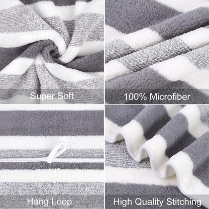 Microfiber Bath Towel (30" x 60"), Oversized Thick Towels, Soft, Super Absorbent and Fast Drying, No Fading Multipurpose Use for Sports, Travel, Fitness, Yoga, 30 in 60 in, Grey Count | Microfiber, Hanging Loop, Oversized, Soft & Absorbent, Fast