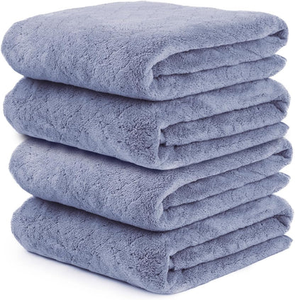 Microfiber Bath Towel (30" x 60"), Oversized Thick Towels, Soft, Super Absorbent and Fast Drying, No Fading Multipurpose Use for Sports, Travel, Fitness, Yoga, 30 in 60 in, Grey Count | Microfiber, Hanging Loop, Oversized, Soft & Absorbent, Fast