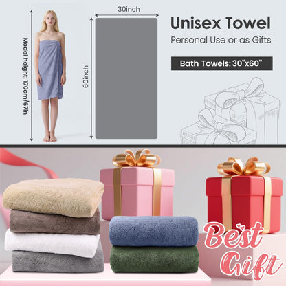 Microfiber Bath Towel (30" x 60"), Oversized Thick Towels, Soft, Super Absorbent and Fast Drying, No Fading Multipurpose Use for Sports, Travel, Fitness, Yoga, 30 in 60 in, Grey Count | Microfiber, Hanging Loop, Oversized, Soft & Absorbent, Fast