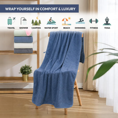 Microfiber Bath Towel (30" x 60"), Oversized Thick Towels, Soft, Super Absorbent and Fast Drying, No Fading Multipurpose Use for Sports, Travel, Fitness, Yoga, 30 in 60 in, Grey Count | Microfiber, Hanging Loop, Oversized, Soft & Absorbent, Fast