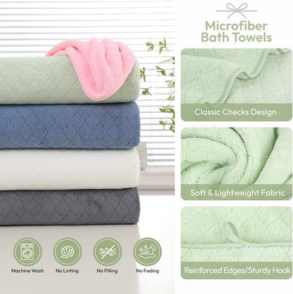 Microfiber Bath Towel (30" x 60"), Oversized Thick Towels, Soft, Super Absorbent and Fast Drying, No Fading Multipurpose Use for Sports, Travel, Fitness, Yoga, 30 in 60 in, Grey Count | Microfiber, Hanging Loop, Oversized, Soft & Absorbent, Fast