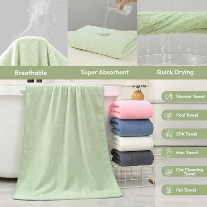 Microfiber Bath Towel (30" x 60"), Oversized Thick Towels, Soft, Super Absorbent and Fast Drying, No Fading Multipurpose Use for Sports, Travel, Fitness, Yoga, 30 in 60 in, Grey Count | Microfiber, Hanging Loop, Oversized, Soft & Absorbent, Fast