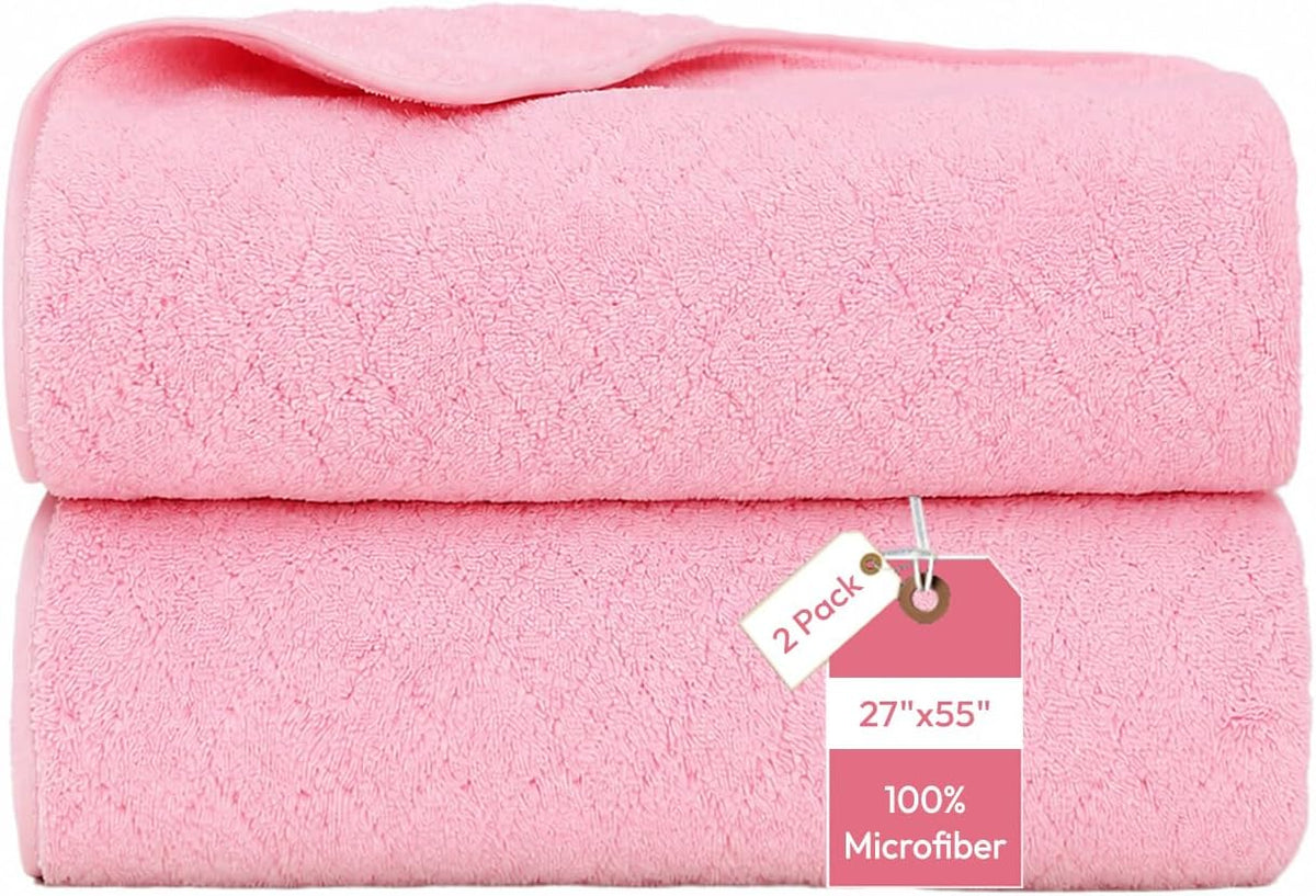 Microfiber Bath Towel (30" x 60"), Oversized Thick Towels, Soft, Super Absorbent and Fast Drying, No Fading Multipurpose Use for Sports, Travel, Fitness, Yoga, 30 in 60 in, Grey Count | Microfiber, Hanging Loop, Oversized, Soft & Absorbent, Fast