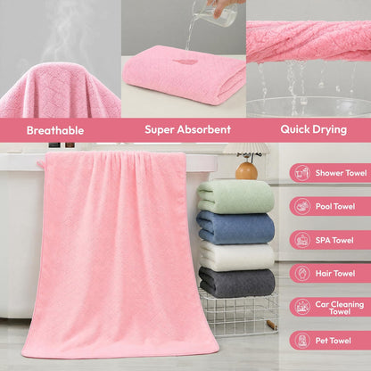 Microfiber Bath Towel (30" x 60"), Oversized Thick Towels, Soft, Super Absorbent and Fast Drying, No Fading Multipurpose Use for Sports, Travel, Fitness, Yoga, 30 in 60 in, Grey Count | Microfiber, Hanging Loop, Oversized, Soft & Absorbent, Fast