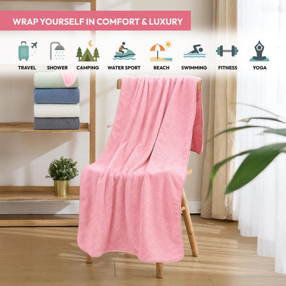 Microfiber Bath Towel (30" x 60"), Oversized Thick Towels, Soft, Super Absorbent and Fast Drying, No Fading Multipurpose Use for Sports, Travel, Fitness, Yoga, 30 in 60 in, Grey Count | Microfiber, Hanging Loop, Oversized, Soft & Absorbent, Fast