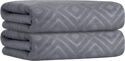 Microfiber Bath Towel (30" x 60"), Oversized Thick Towels, Soft, Super Absorbent and Fast Drying, No Fading Multipurpose Use for Sports, Travel, Fitness, Yoga, 30 in 60 in, Grey Count | Microfiber, Hanging Loop, Oversized, Soft & Absorbent, Fast