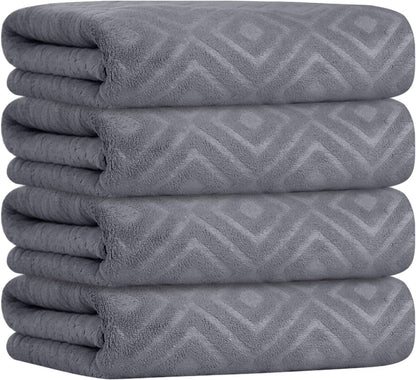 Microfiber Bath Towel (30" x 60"), Oversized Thick Towels, Soft, Super Absorbent and Fast Drying, No Fading Multipurpose Use for Sports, Travel, Fitness, Yoga, 30 in 60 in, Grey Count | Microfiber, Hanging Loop, Oversized, Soft & Absorbent, Fast