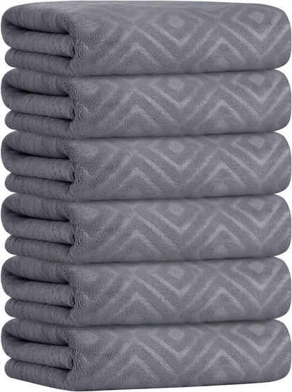 Microfiber Bath Towel (30" x 60"), Oversized Thick Towels, Soft, Super Absorbent and Fast Drying, No Fading Multipurpose Use for Sports, Travel, Fitness, Yoga, 30 in 60 in, Grey Count | Microfiber, Hanging Loop, Oversized, Soft & Absorbent, Fast