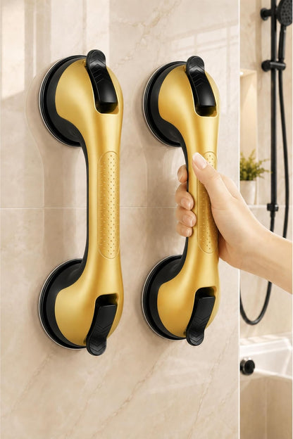 Suction Grab Bars for Shower, Gel-Enhanced Shower Handles for Seniors, Grey
