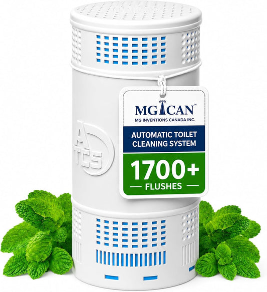 Patented Automatic Toilet Bowl Cleaner System (ATCS) 1700+ Flushes - Non Toxic Toilet Bowl Cleaners for Hard Water Stains - UL-Certified Toilet Cleaner 1 Year Supply (1 Pack)