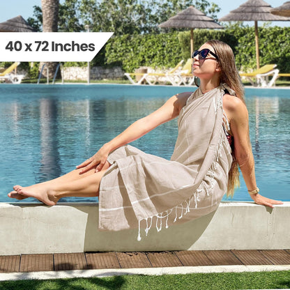 Pack of 2 Turkish Beach Towel, 40 by 72 Inches, Oversized 100% Cotton, Sand Free Lightweight Absorbent Quick-Dry Beach Blanket, Extra Large Turkish Bath Towels for Travel and Pool, Aqua