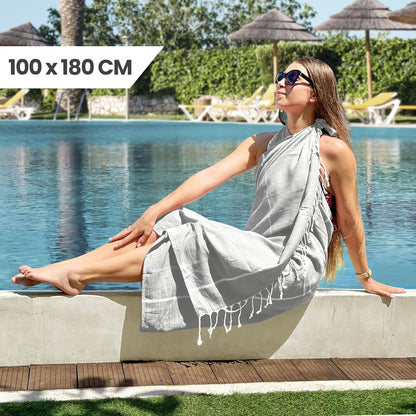 Pack of 2 Turkish Beach Towel, 40 by 72 Inches, Oversized 100% Cotton, Sand Free Lightweight Absorbent Quick-Dry Beach Blanket, Extra Large Turkish Bath Towels for Travel and Pool, Aqua
