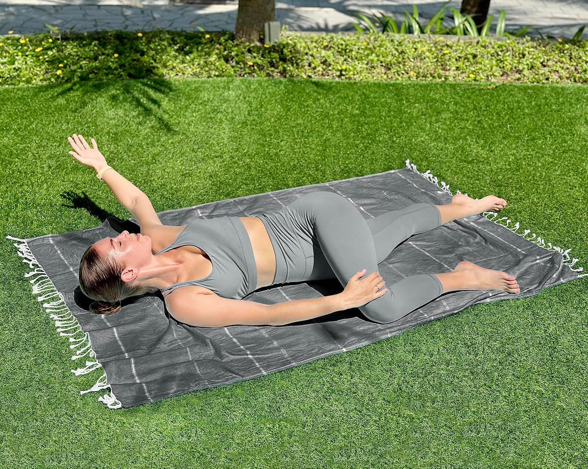 Pack of 2 Turkish Beach Towel, 40 by 72 Inches, Oversized 100% Cotton, Sand Free Lightweight Absorbent Quick-Dry Beach Blanket, Extra Large Turkish Bath Towels for Travel and Pool, Aqua