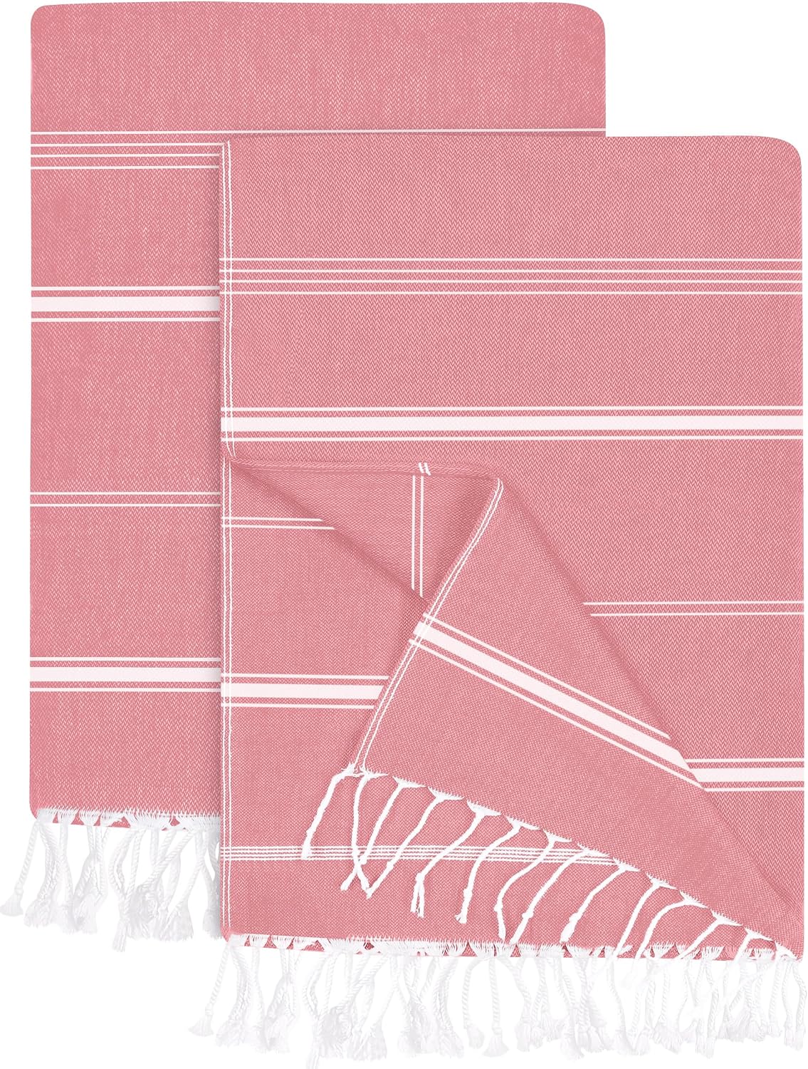 Pack of 2 Turkish Beach Towel, 40 by 72 Inches, Oversized 100% Cotton, Sand Free Lightweight Absorbent Quick-Dry Beach Blanket, Extra Large Turkish Bath Towels for Travel and Pool, Aqua