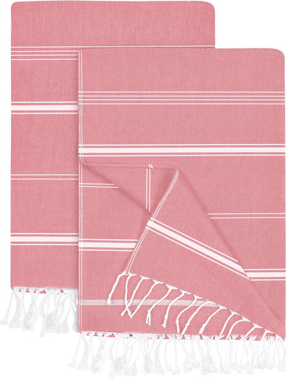 Pack of 2 Turkish Beach Towel, 40 by 72 Inches, Oversized 100% Cotton, Sand Free Lightweight Absorbent Quick-Dry Beach Blanket, Extra Large Turkish Bath Towels for Travel and Pool, Aqua