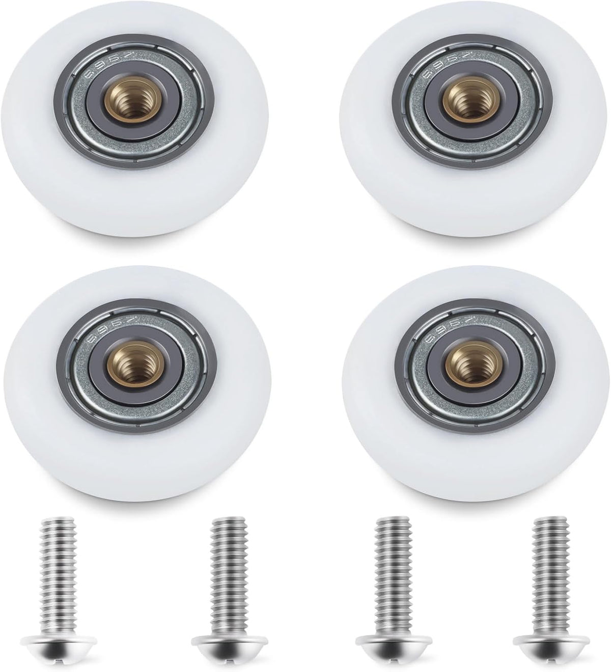 19mm Shower Door Rollers Replacement Part, 304 Stainless Steel Shower Door Wheels Runners, Bathroom Sliding Track Wheels, 4PCS