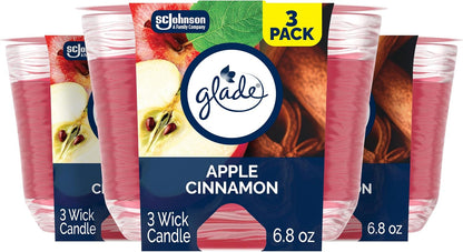 Candle Aqua Waves, Fragrance Infused with Essential Oils, Air Freshener, 3-Wick Candle, 6.8 Oz, 3 Count