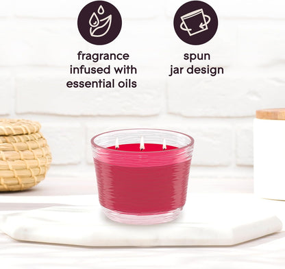 Candle Aqua Waves, Fragrance Infused with Essential Oils, Air Freshener, 3-Wick Candle, 6.8 Oz, 3 Count