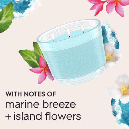 Candle Aqua Waves, Fragrance Infused with Essential Oils, Air Freshener, 3-Wick Candle, 6.8 Oz, 3 Count