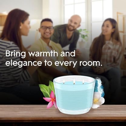 Candle Aqua Waves, Fragrance Infused with Essential Oils, Air Freshener, 3-Wick Candle, 6.8 Oz, 3 Count