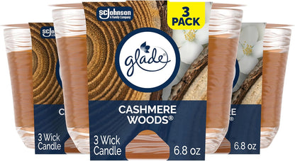 Candle Aqua Waves, Fragrance Infused with Essential Oils, Air Freshener, 3-Wick Candle, 6.8 Oz, 3 Count