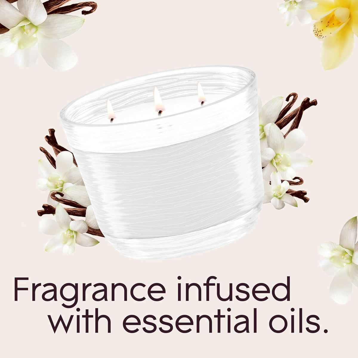 Candle Aqua Waves, Fragrance Infused with Essential Oils, Air Freshener, 3-Wick Candle, 6.8 Oz, 3 Count