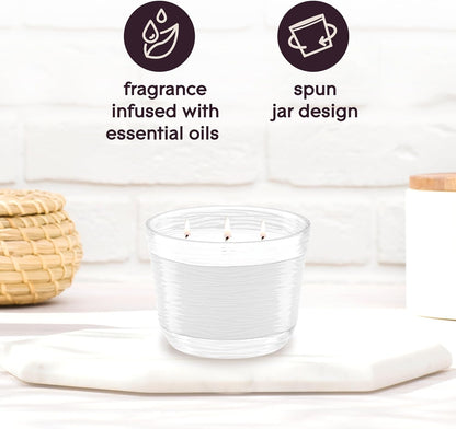 Candle Aqua Waves, Fragrance Infused with Essential Oils, Air Freshener, 3-Wick Candle, 6.8 Oz, 3 Count