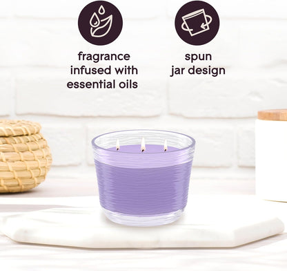 Candle Aqua Waves, Fragrance Infused with Essential Oils, Air Freshener, 3-Wick Candle, 6.8 Oz, 3 Count