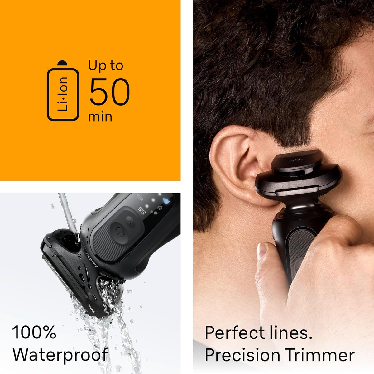 Series 5 Electric Shaver for Men, Wet & Dry Foil Razor, Precision Trimmer Attachment, Body Groomer Attachment, Charging Stand, Travel Case, Black 5155cs
