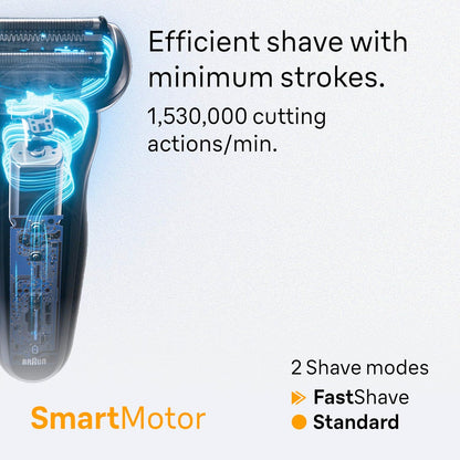 Series 5 Electric Shaver for Men, Wet & Dry Foil Razor, Precision Trimmer Attachment, Body Groomer Attachment, Charging Stand, Travel Case, Black 5155cs