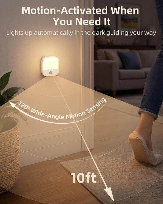 Rechargeable Motion Sensor Night Lights, 2 Pack Magnetic Stick-On LED Lights with 3 Color Temperatures, Adjustable & Memory, Cordless Night Light for Closet, Bedroom, Hallway, Stairs, Bathroom