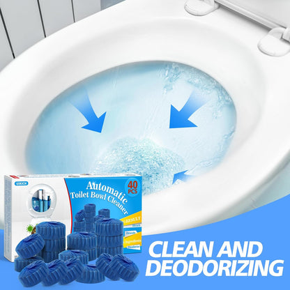 40 Pack Toilet Bowl Cleaner Tablets,Blue Automatic Toilet Tank Cleaners, Long-Lasting Household Toilet Cleaners,Toilet flush Cleaning & Deodorizer