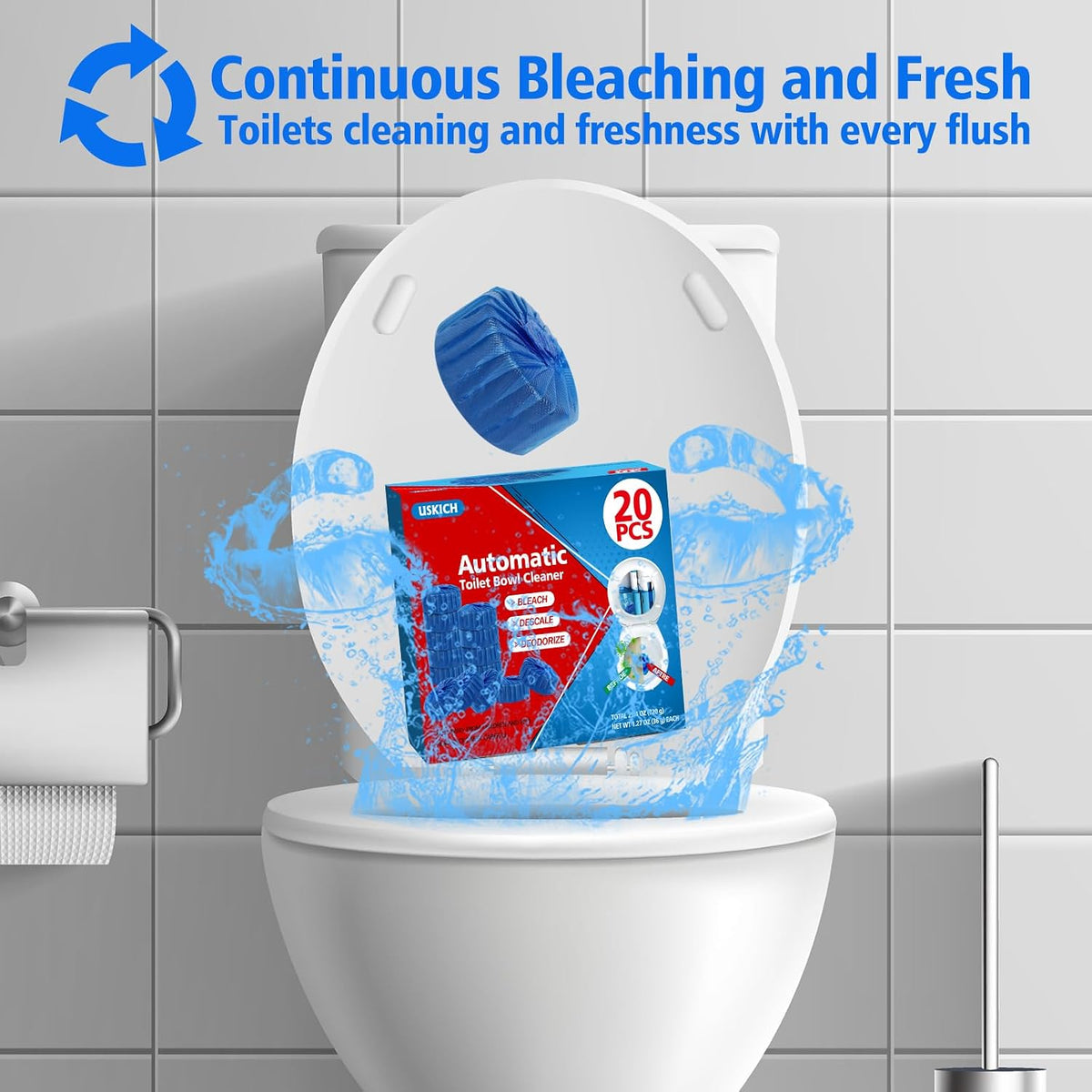 40 Pack Toilet Bowl Cleaner Tablets,Blue Automatic Toilet Tank Cleaners, Long-Lasting Household Toilet Cleaners,Toilet flush Cleaning & Deodorizer