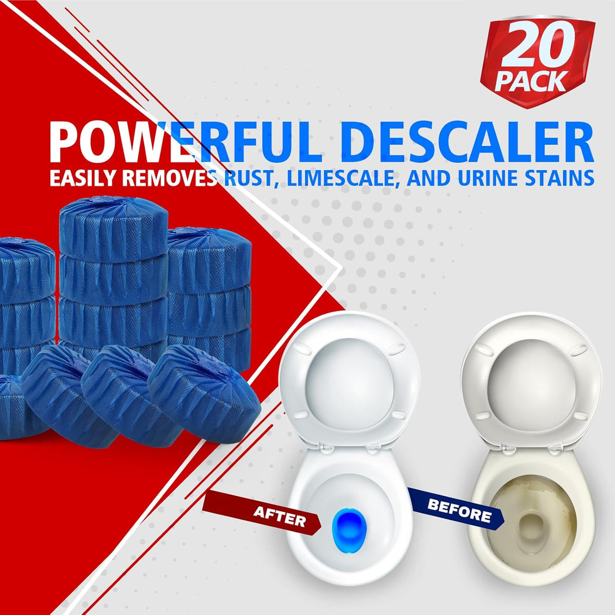 40 Pack Toilet Bowl Cleaner Tablets,Blue Automatic Toilet Tank Cleaners, Long-Lasting Household Toilet Cleaners,Toilet flush Cleaning & Deodorizer