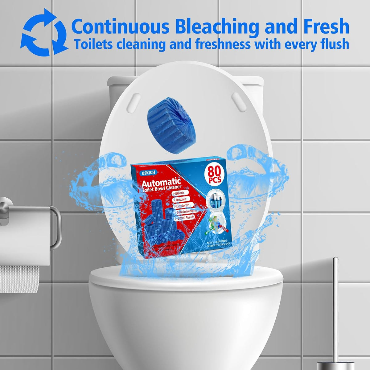 40 Pack Toilet Bowl Cleaner Tablets,Blue Automatic Toilet Tank Cleaners, Long-Lasting Household Toilet Cleaners,Toilet flush Cleaning & Deodorizer