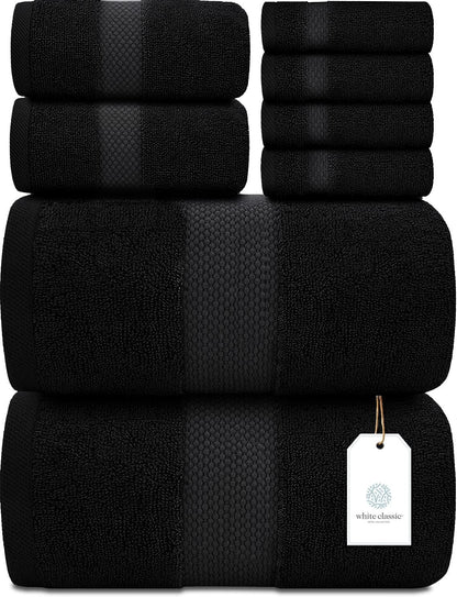 Luxury Bath Towel Set of 8 Pieces - 100% Turkish Cotton Highly Absorbent Towels for Bathroom, 2 Luxury Bath Towels 700GSM, 2 Hand Towels, 4 Washcloths, Forest Green