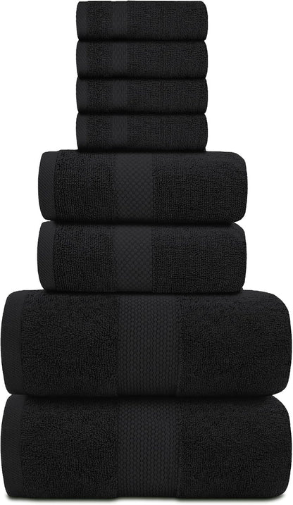 Luxury Bath Towel Set of 8 Pieces - 100% Turkish Cotton Highly Absorbent Towels for Bathroom, 2 Luxury Bath Towels 700GSM, 2 Hand Towels, 4 Washcloths, Forest Green