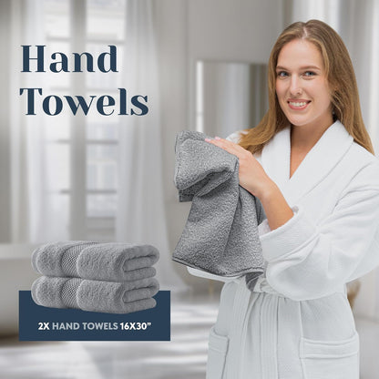 Luxury Bath Towel Set of 8 Pieces - 100% Turkish Cotton Highly Absorbent Towels for Bathroom, 2 Luxury Bath Towels 700GSM, 2 Hand Towels, 4 Washcloths, Forest Green