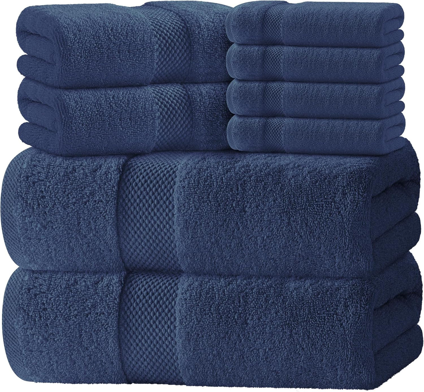 Luxury Bath Towel Set of 8 Pieces - 100% Turkish Cotton Highly Absorbent Towels for Bathroom, 2 Luxury Bath Towels 700GSM, 2 Hand Towels, 4 Washcloths, Forest Green