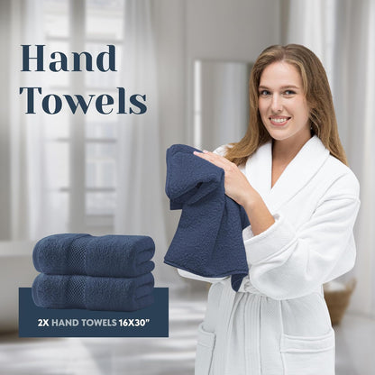 Luxury Bath Towel Set of 8 Pieces - 100% Turkish Cotton Highly Absorbent Towels for Bathroom, 2 Luxury Bath Towels 700GSM, 2 Hand Towels, 4 Washcloths, Forest Green