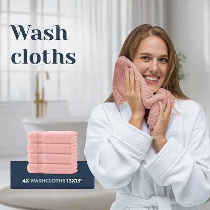 Luxury Bath Towel Set of 8 Pieces - 100% Turkish Cotton Highly Absorbent Towels for Bathroom, 2 Luxury Bath Towels 700GSM, 2 Hand Towels, 4 Washcloths, Forest Green