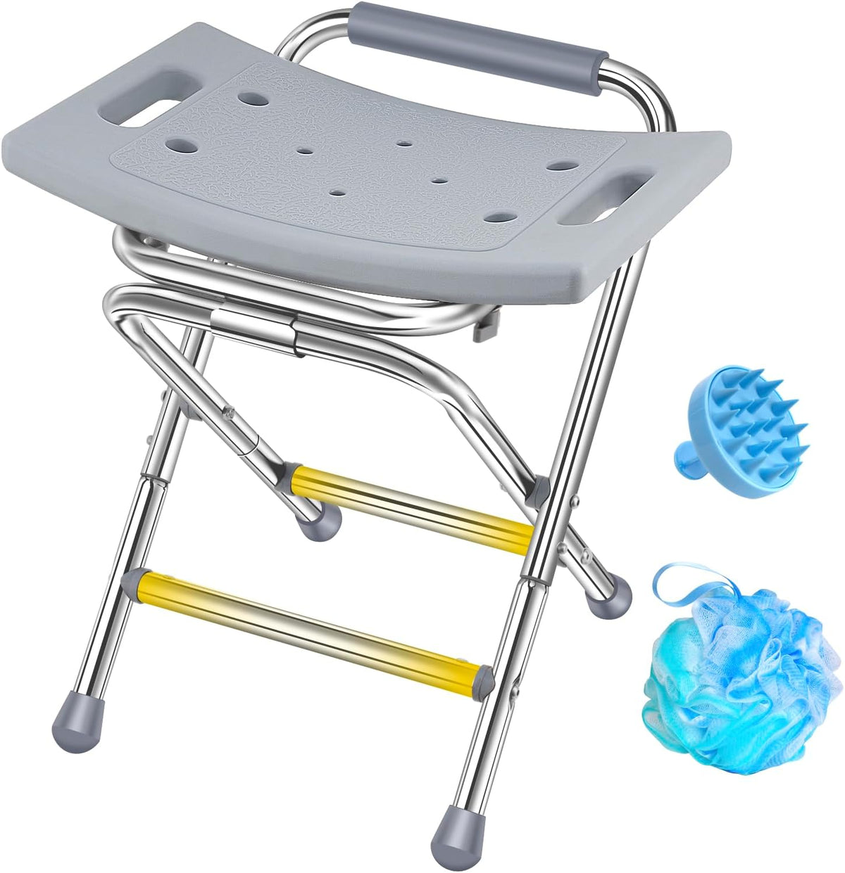 Folding Shower Chair for Inside Shower, Stainless Steel Frame